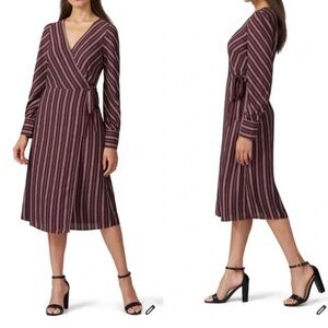 Chelsea 28: Striped Burgundy Wrap Dress || Size: Small